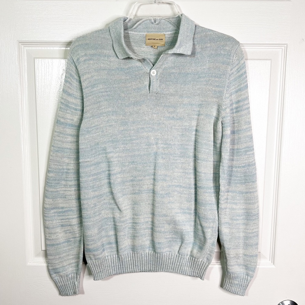 Martine and Juan Marled Knit Long Sleeve Henley Sweater Size 2 (M)